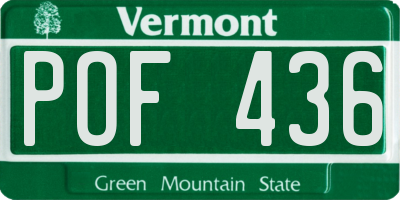 VT license plate POF436