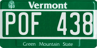 VT license plate POF438