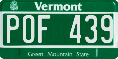 VT license plate POF439