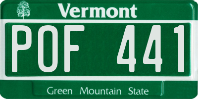 VT license plate POF441