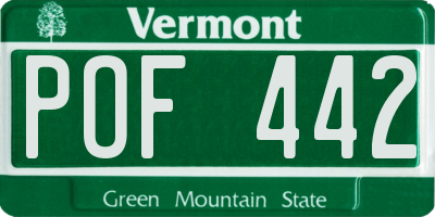 VT license plate POF442