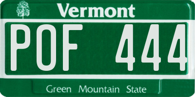 VT license plate POF444
