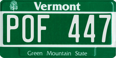 VT license plate POF447