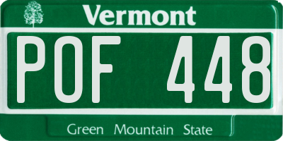 VT license plate POF448