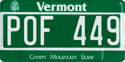 VT license plate POF449