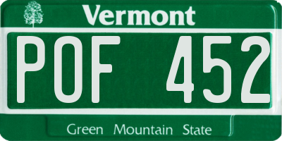 VT license plate POF452