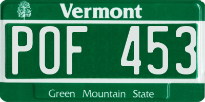 VT license plate POF453