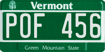 VT license plate POF456