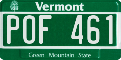 VT license plate POF461