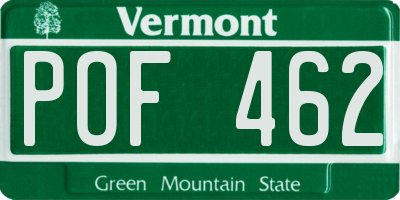 VT license plate POF462