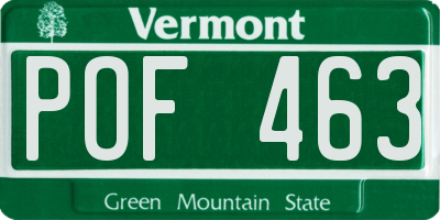 VT license plate POF463