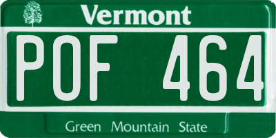 VT license plate POF464