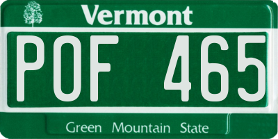 VT license plate POF465