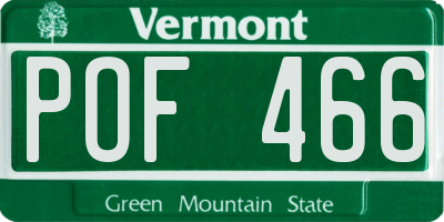 VT license plate POF466
