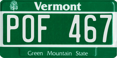 VT license plate POF467