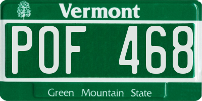 VT license plate POF468