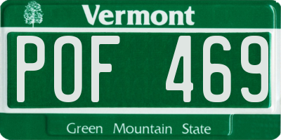 VT license plate POF469