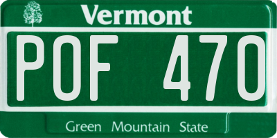 VT license plate POF470