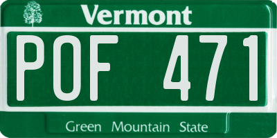 VT license plate POF471