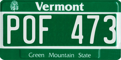 VT license plate POF473