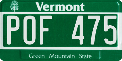 VT license plate POF475