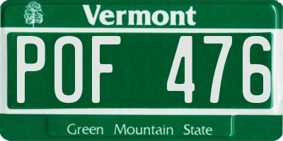 VT license plate POF476