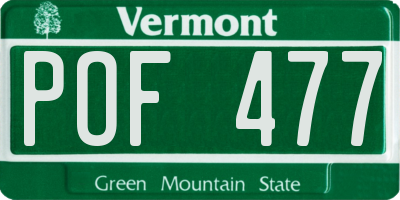 VT license plate POF477