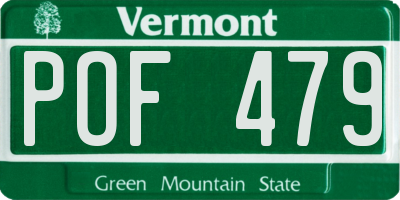 VT license plate POF479