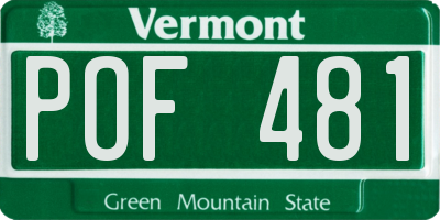 VT license plate POF481