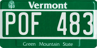 VT license plate POF483