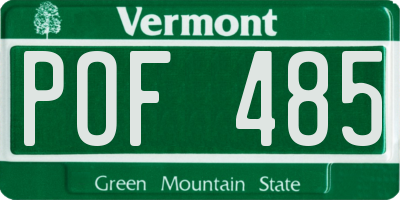 VT license plate POF485