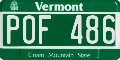 VT license plate POF486