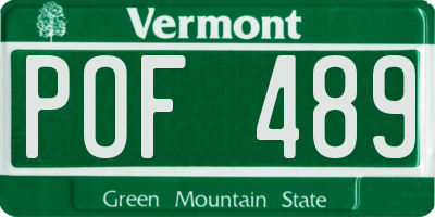 VT license plate POF489