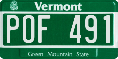 VT license plate POF491