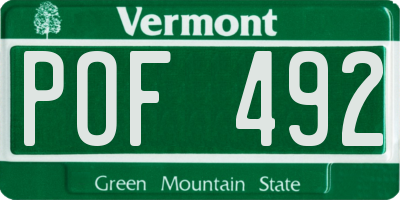VT license plate POF492