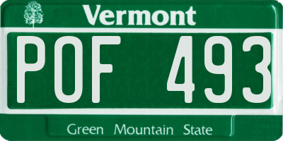 VT license plate POF493