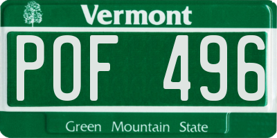 VT license plate POF496