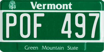 VT license plate POF497
