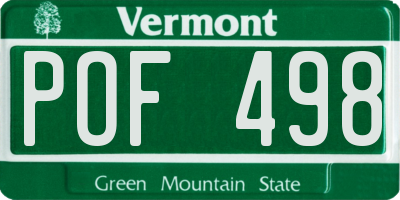VT license plate POF498