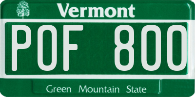 VT license plate POF800