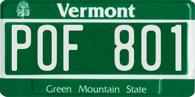 VT license plate POF801