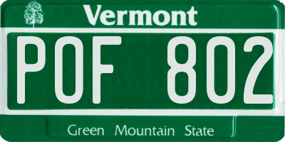 VT license plate POF802
