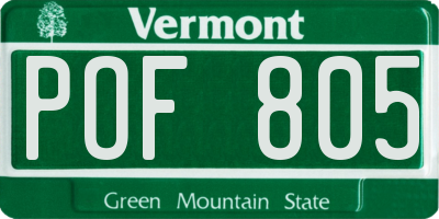 VT license plate POF805
