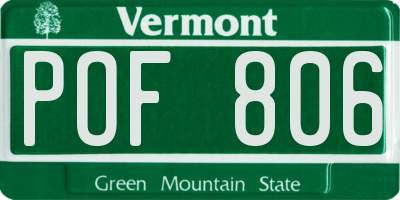 VT license plate POF806