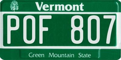 VT license plate POF807