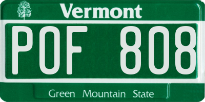 VT license plate POF808