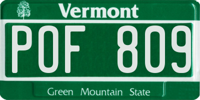 VT license plate POF809