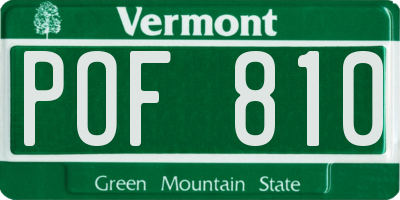 VT license plate POF810