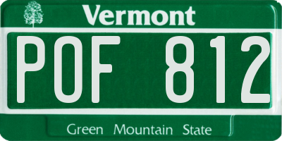 VT license plate POF812