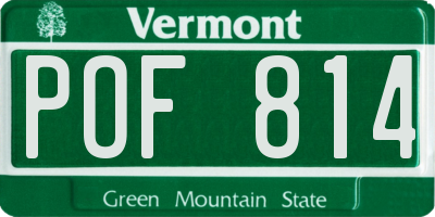 VT license plate POF814